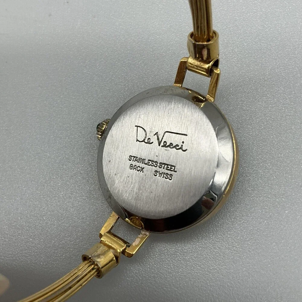 Vintage De Vecci Womens Watch 27mm Green Dial Gold Tone Bangle Manual Wind 6